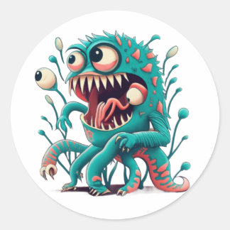 Monster Manie Runder Aufkleber