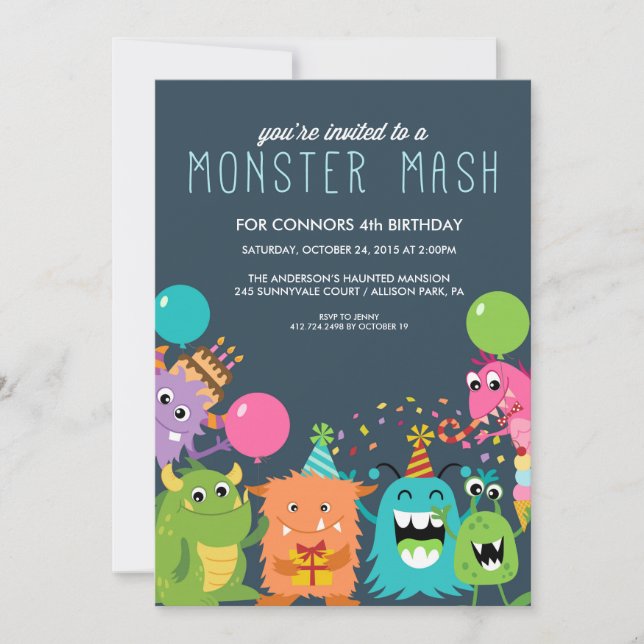 MONSTER MASH ANNIVERSAIRE DE ENFANT invitation D'I (Devant)