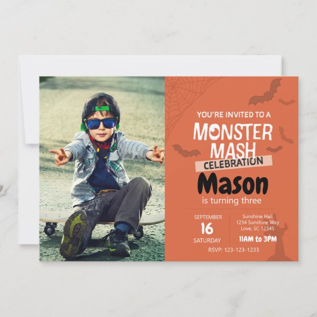 Monster Mash Anniversaire Invitation avec photo (o (Devant)