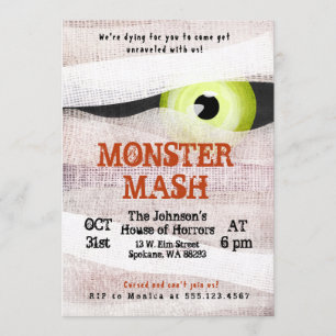 Monster Mash Halloween Bash Mummy Einladung