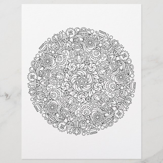 Monster Mash Halloween Mandala Coloring Page (Vorderseite)