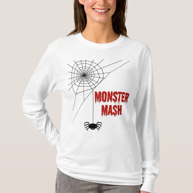 Monster Mash Halloween Spiderweb T-Shirt (Vorderseite)