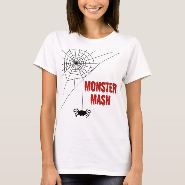 Monster Mash Halloween Spiderweb T-Shirt (Vorderseite)
