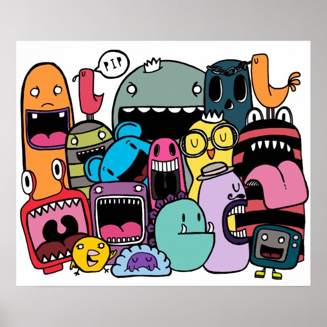 Monster Mash Hip Hop Rag Wand Kunstposter Poster (Vorne)