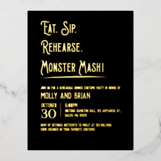Monster Mash Hochzeit Probe Folie Einladungspostkarte