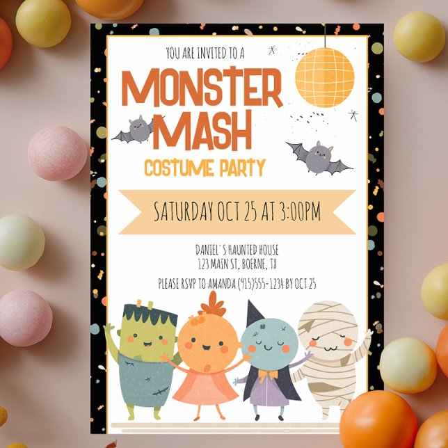 Monster Mash Kostüm Party Kids Halloween Einladung (Monster Mash Halloween Party Invitation for Kids)