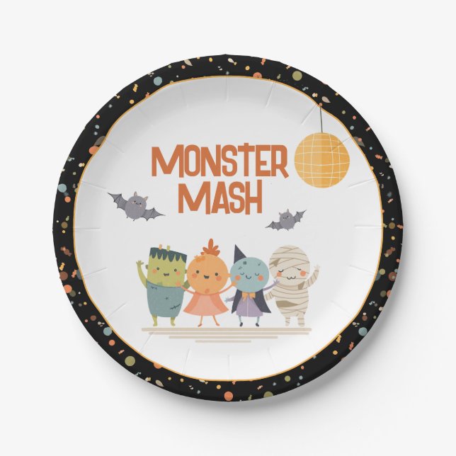 Monster Mash Kostüm Party Kids Halloween Pappteller (Vorderseite)