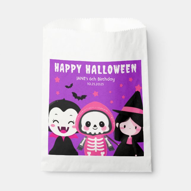 Monster Mash Lila Kids Halloween Party Geschenktütchen (Vorderseite)