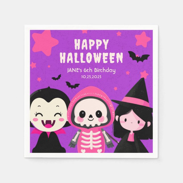 Monster Mash Lila Kids Halloween Party Serviette (Vorderseite)