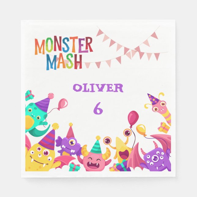 Monster Mash Party Napkins - Kids Birthday Serviette (Vorderseite)