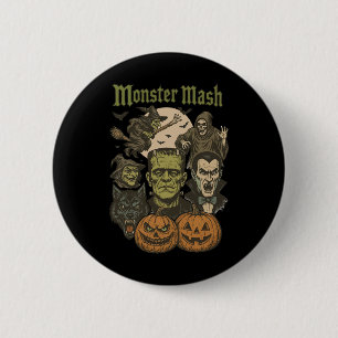 Monster Mash Retro Halloween Funny Monster Spooky Button