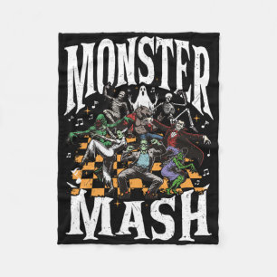 Monster Mash Retro Halloween Funny Monster Spooky Fleecedecke