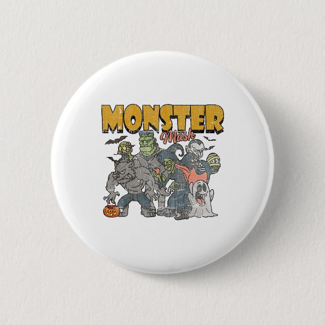 Monster Mash Vintag Ghost Halloween Funny Button (Vorderseite)
