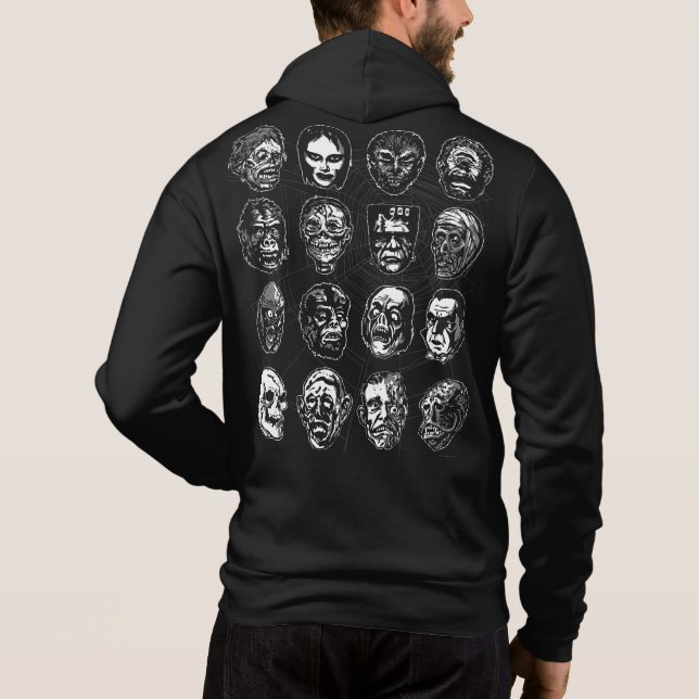 Monster Masken Art hoodie - Nur schwarz (Rückseite)
