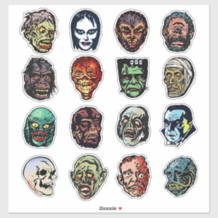 Monster Masken Die Sticker schneiden - Retro Hallo