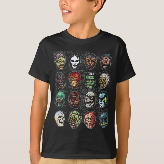 Monster Masques Couleur T-shirt Jeunesse - Hallowe (Devant)
