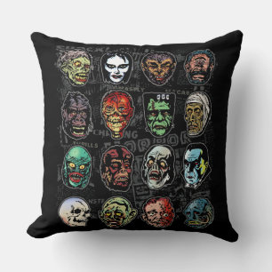 Monster Masques Coussin d'horreur rétro (couleur)