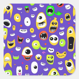 Monster mit großen Augen Quadratischer Aufkleber