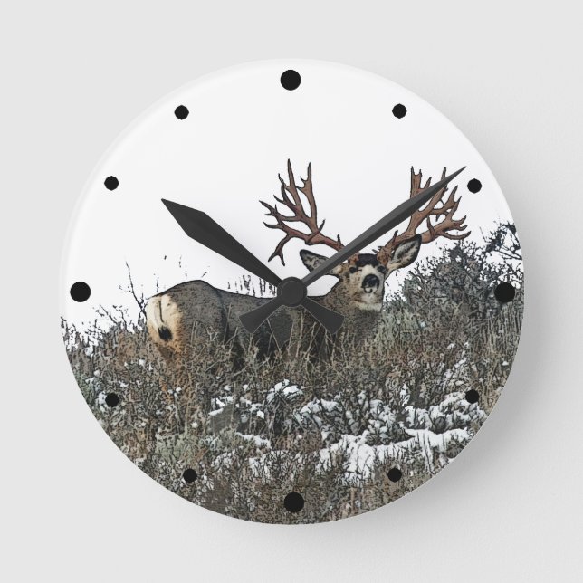Monster mule deer 2 runde wanduhr (Vorderseite)