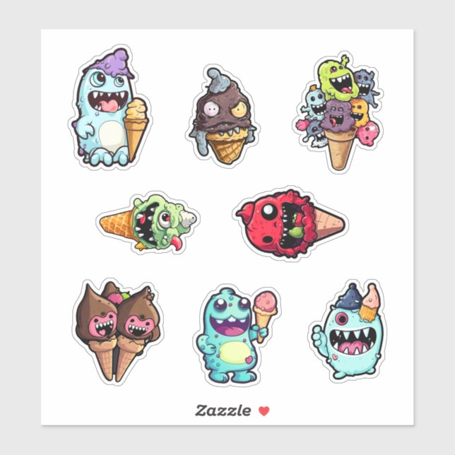 Monster Munchies Stickers Crème de glace pt 3 (Feuille)