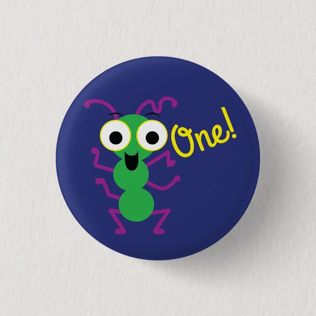 Monster Niedlich Funny 1. Geburtstag Party Thema Button (Vorderseite)