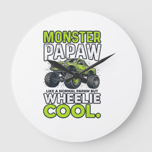 Monster Opa Wheelie Cool Lustiger Monster Truck En Große Wanduhr