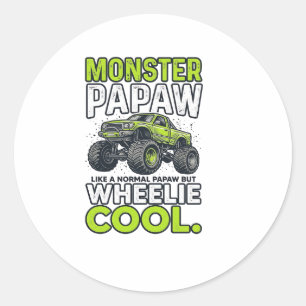 Monster Opa Wheelie Cool Lustiger Monster Truck En Runder Aufkleber