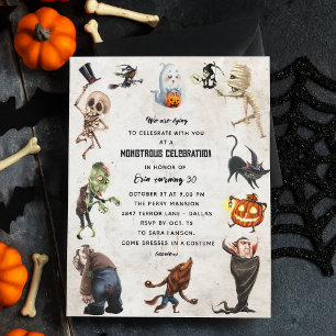 Monster-Party Einladung - Monstrosisches Halloween