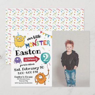 Monster Photo Anniversaire Invitation
