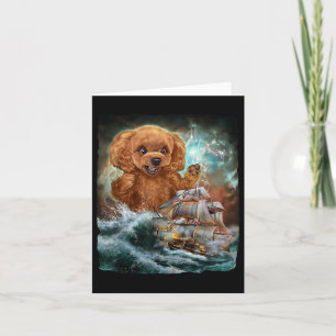 Monster Poodle Hund als Kraken ein Kriegsschiff an Karte