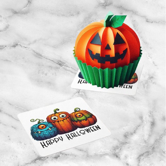 Monster Pumpkins Rechteckiger Pappuntersetzer (Party time!)