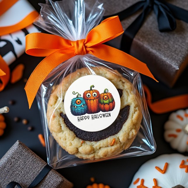 Monster Pumpkins Runder Aufkleber (Yummy!)