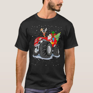 Monster Red Truck mit Weihnachtsbaum Reinde T-Shirt
