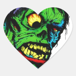 Monster Retro-Monster Herz-Aufkleber