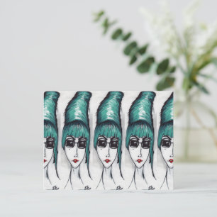 Monster Sassy Beehive Pop Kunst Zeichnend Postkarte