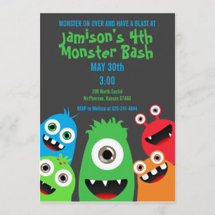 Monster-Schlag-Kindergeburtstag-Party Einladungen