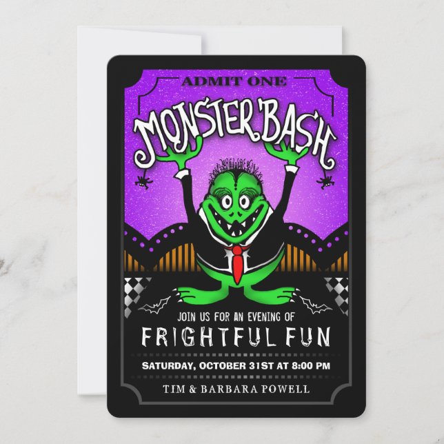 Monster-Schlag-Spaß-Halloween-Party-Einladung Einladung (Vorderseite)