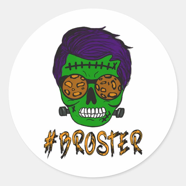 Monster Skull Broster Brother Halloween Match F Runder Aufkleber (Vorderseite)