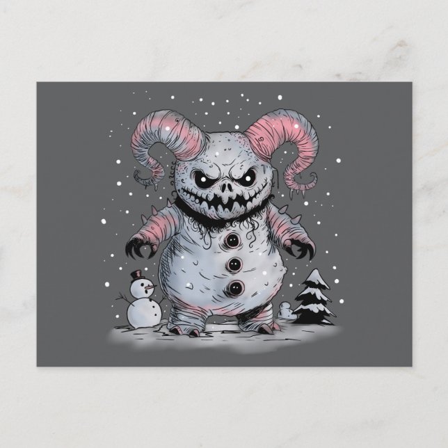 Monster Snowman Postkarte (Vorderseite)