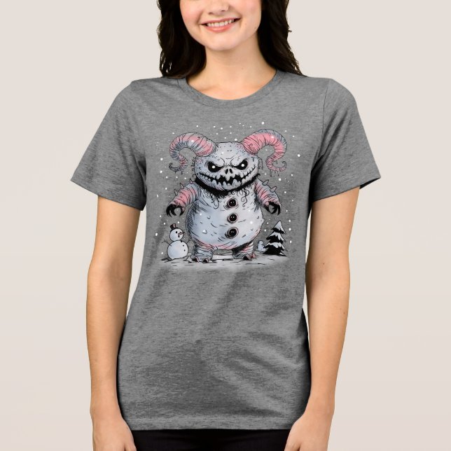 Monster Snowman Tri-Blend Shirt (Vorderseite)