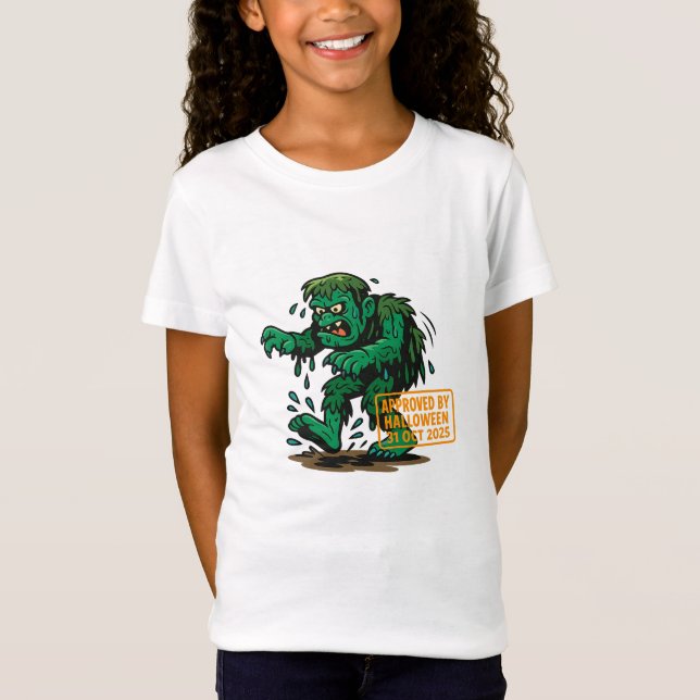 Monster-Sumpf-Cartoon - genehmigt durch Halloween T-Shirt (Vorderseite)
