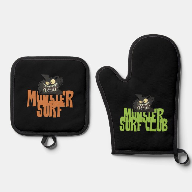 Monster Surf/Clubofen Mitte und Potthalter Ofenhandschuh & Topflappen-Set (Vorderseite)