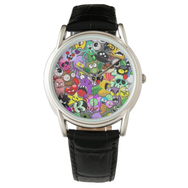 Monster-Süße Figuren Halloween-Muster Armbanduhr (Vorderseite)