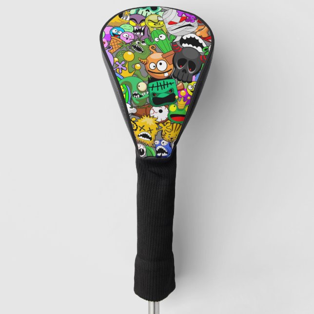 Monster-Süße Figuren Halloween-Muster Golf Headcover (Vorderseite)