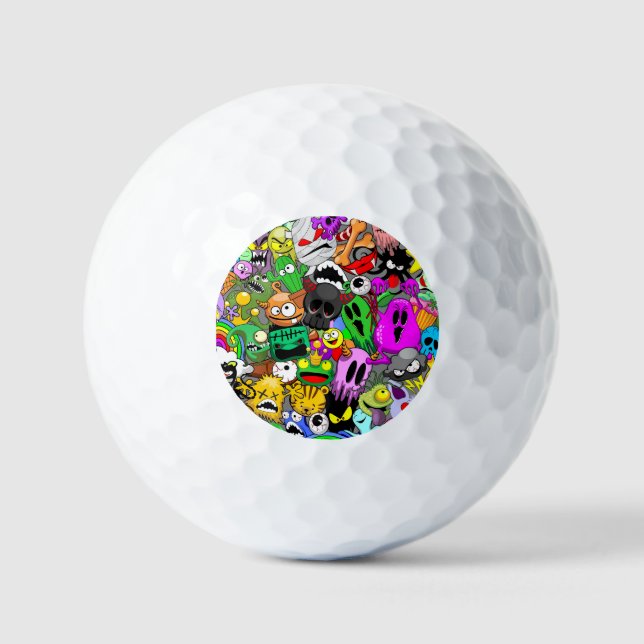 Monster-Süße Figuren Halloween-Muster Golfball (Vorderseite)