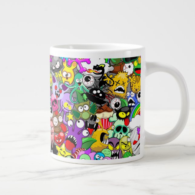 Monster-Süße Figuren Halloween-Muster Jumbo-Tasse (Rechts)