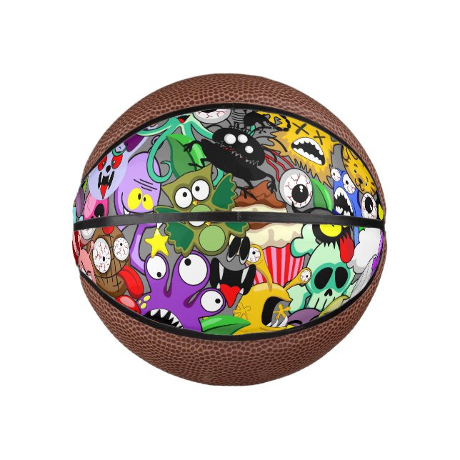 Monster-Süße Figuren Halloween-Muster Mini Basketball (Vorderseite)