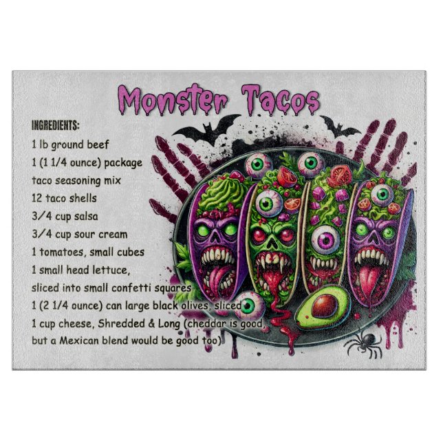 Monster Tacos Schneidebrett (Vorderseite)