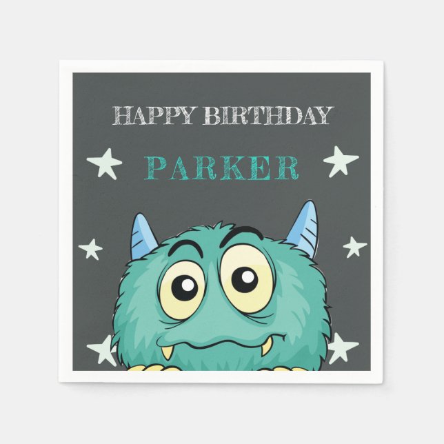 Monster Thema Geburtstagsparty Personalisiert Serviette (Vorderseite)
