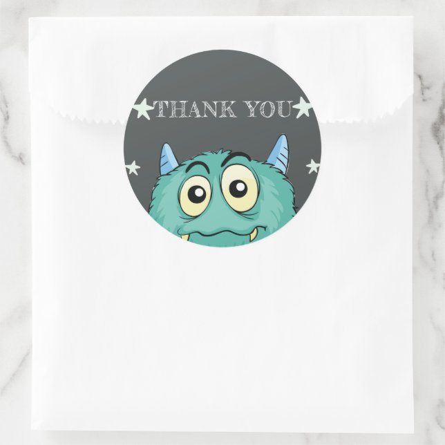 Monster Theme Birthday Party Danke Runder Aufkleber (Tasche)